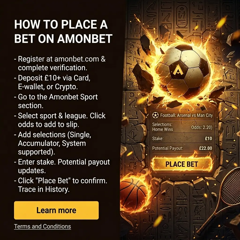 Bet slip at Amonbet UK used for placing and confirming wagers